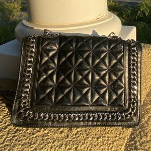 Black Zara Woman Crosshatched chained purse